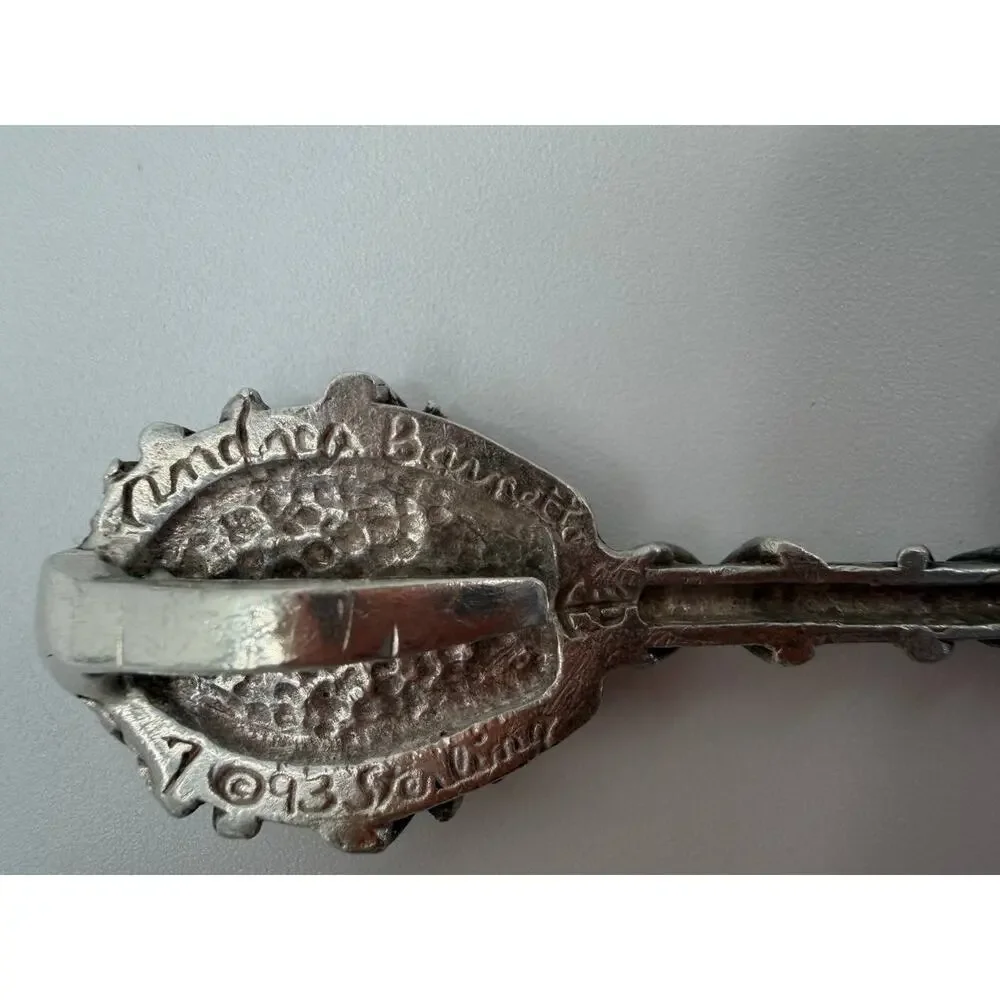 Andrea Barnett 1993 Sterling Silver Rose Floral Key Brooch Scarf Clip 17.7g